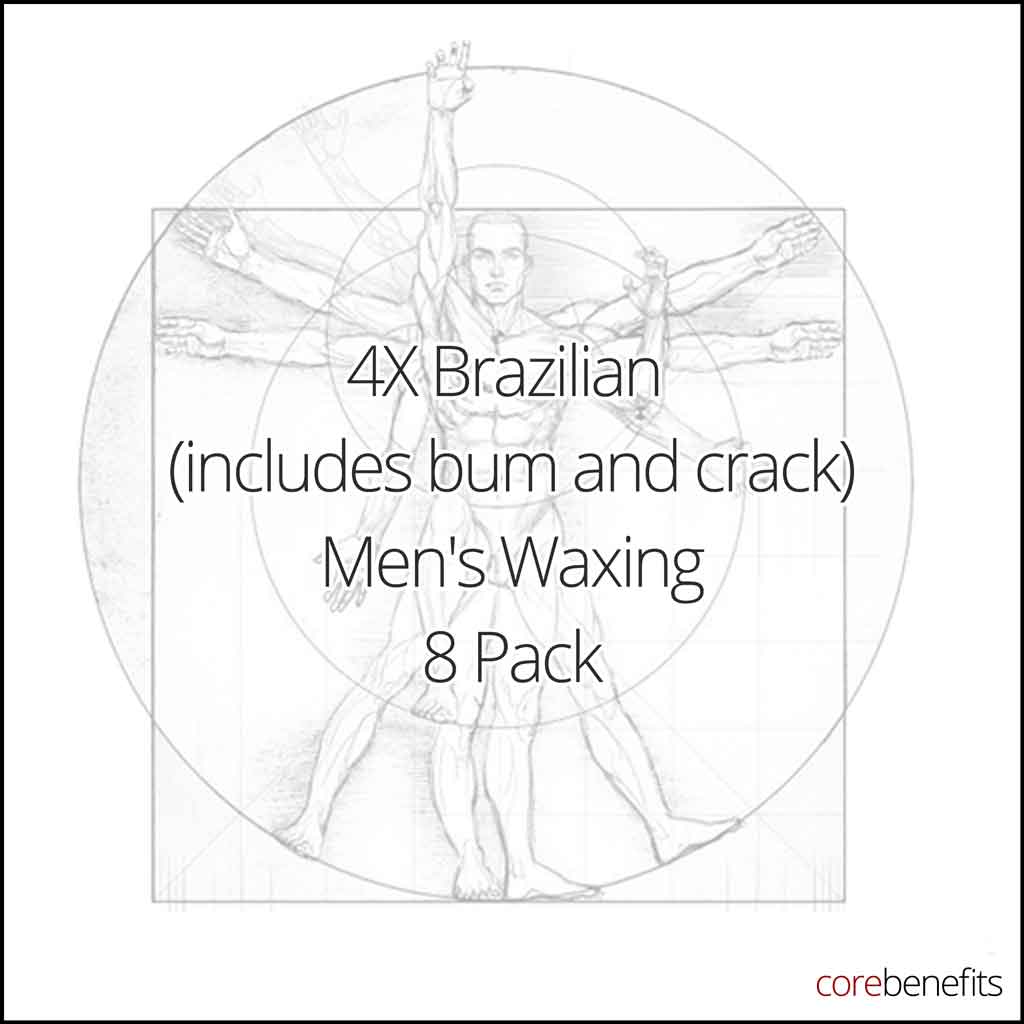 8 Pack | Men's 4X Brazilian Wax (includes bum and crack) | Saving $220.00 - Core Benefits Toowoomba