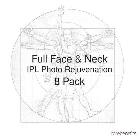 8 pack of Full Face & Neck IPL Photo Rejuvenation treatments at Core Benefits Toowoomba