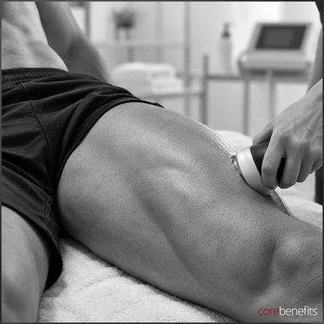 Male client receiving a 90 minute ultrasonic cavitation treatment at Core Benefits Toowoomba.