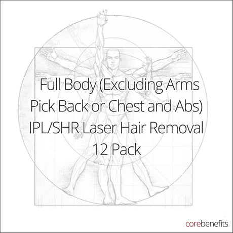 Men's full body IPL SHR treatment with choice of back or chest and abs at Core Benefits Toowoomba.