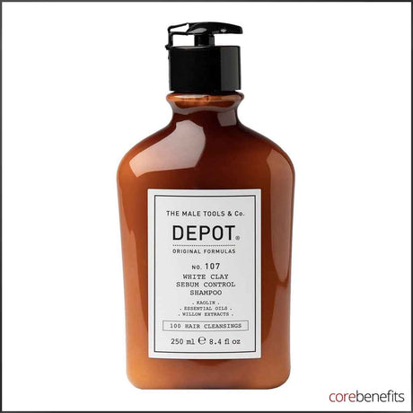 DEPOT® No. 107 White Clay Sebum Control Intensive Shampoo 250ml | Men’s Oily Scalp Shampoo - Core Benefits Toowoomba - Shampoo
