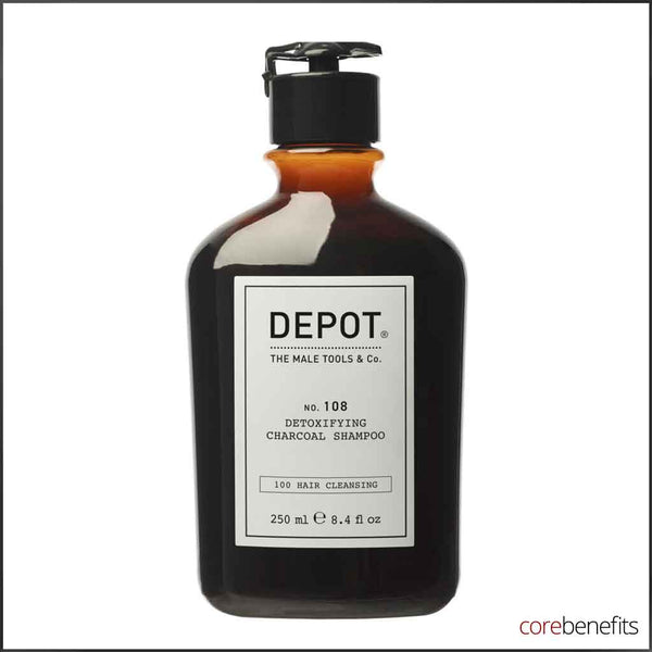 DEPOT® No. 108 Detoxifying Charcoal Shampoo 250ml | Men’s Deep Clean Shampoo - Core Benefits Toowoomba - Shampoo