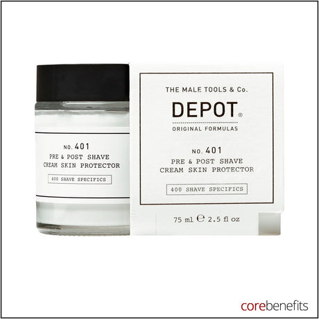 DEPOT No. 401 Pre & Post Shave Cream Skin Protector 75ml retail packaging on white background