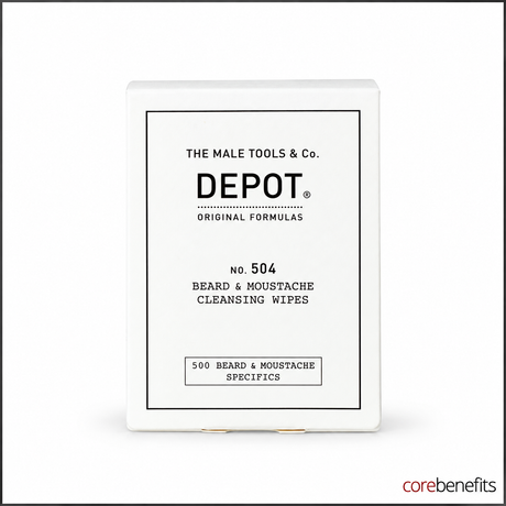 DEPOT No. 504 Beard & Moustache Cleansing Wipes 12-pack at Core Benefits Toowoomba