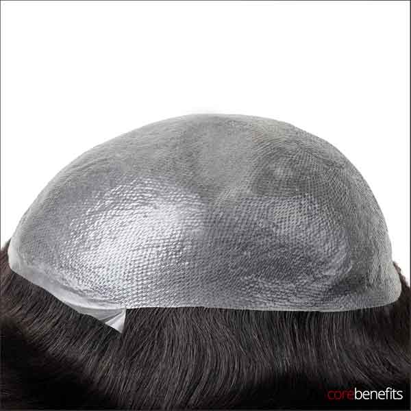 Side view of The Dominator Hair System, a men's wig by Core Benefits Toowoomba, demonstrating the realistic hair flow and discreet design of the 0.06mm poly thin skin, perfect for anyone needing a men's hair system in Toowoomba.