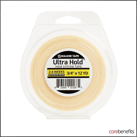 Walker Tape Ultra Hold hair system tape roll, 3/4 inch by 12 yards, on the Core Benefits product template