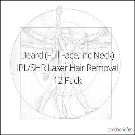 12 Pack | Beard (Full Face, inc Neck) IPL/SHR - Men's | Saving $363.00 - Core Benefits Toowoomba - 