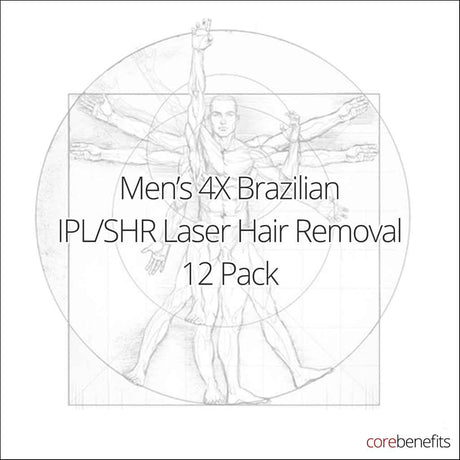 Value 12 Pack of 4x Brazilian IPL/SHR Laser Hair Removal for men at Core Benefits Toowoomba