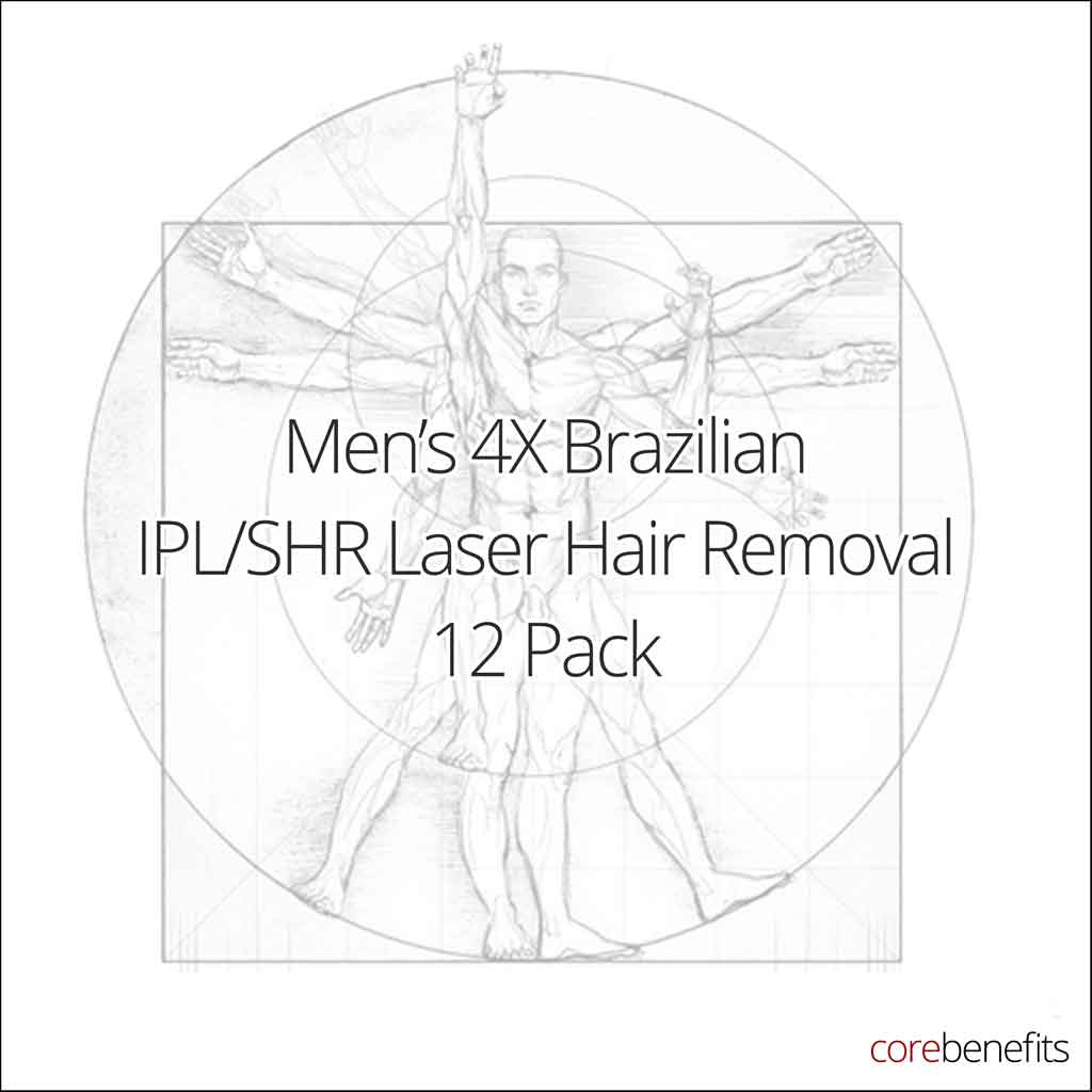 Value 12 Pack of 4x Brazilian IPL/SHR Laser Hair Removal for men at Core Benefits Toowoomba