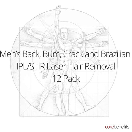 12 Pack | Men’s Back, Bum, Crack and Brazilian IPL/SHR | Saving $852.00 - Core Benefits Toowoomba - 
