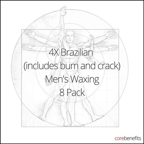 8 Pack | Men's 4X Brazilian Wax (includes bum and crack) | Saving $220.00 - Core Benefits Toowoomba - 