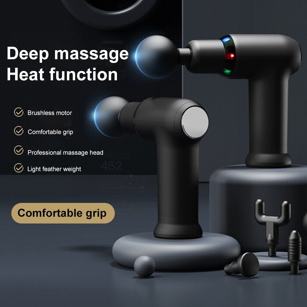 Hot Compress Fascia Gun Relaxation Percussion Gym Lcd Display Massage Gun Electric Massager Muscle Stimulator Gun Pain Fitness - Core Benefits ToowoombaMassage Gun