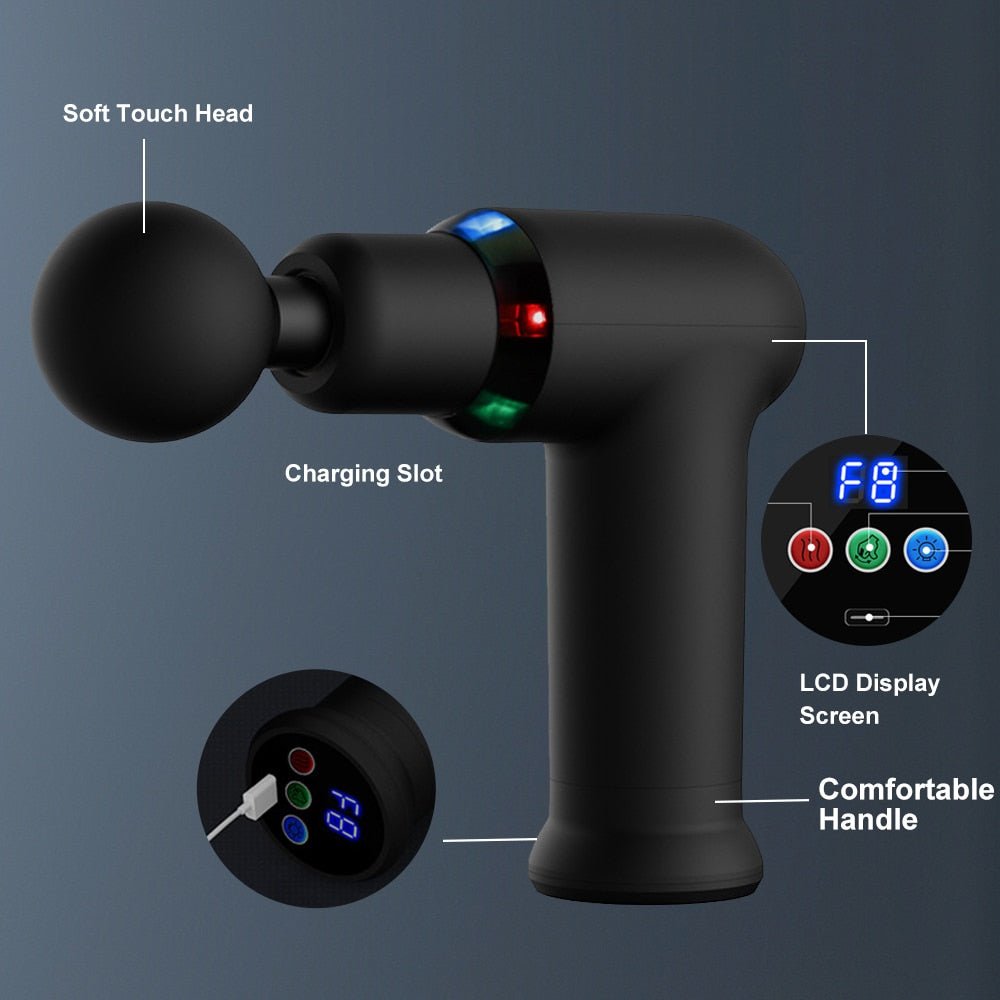 Hot Compress Fascia Gun Relaxation Percussion Gym Lcd Display Massage Gun Electric Massager Muscle Stimulator Gun Pain Fitness - Core Benefits ToowoombaMassage Gun
